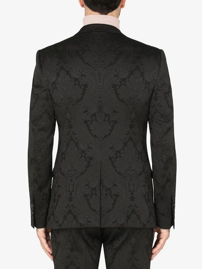 Shop Dolce & Gabbana Floral Jacquard Martini-fit Suit In Black