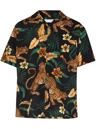 Shop Desmond & Dempsey Jungle Print Pajama Shirt In Black
