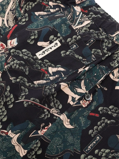 Shop Desmond & Dempsey Samurai Print Pajama Shorts In Black
