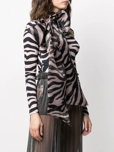 Shop Atu Body Couture Zebra Print Bodysuit In Neutrals