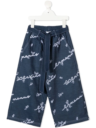 Shop Ermanno Scervino Junior Wide-leg Denim Trousers In Blue