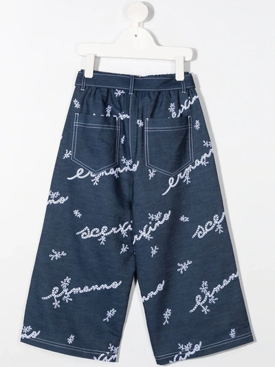 Shop Ermanno Scervino Junior Wide-leg Denim Trousers In Blue
