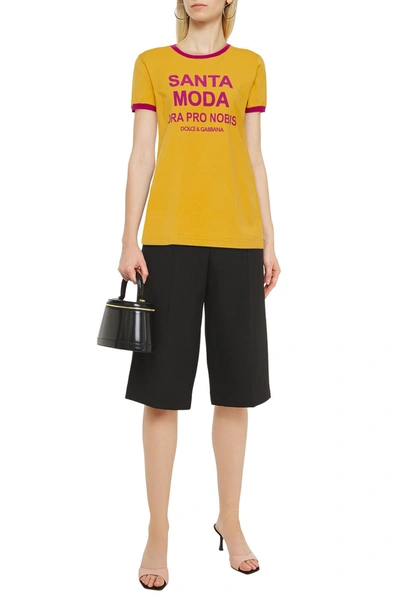 Shop Dolce & Gabbana Printed Cotton-jersey T-shirt In Saffron