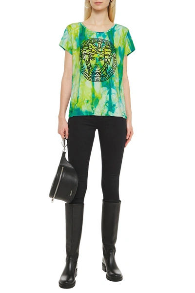 Shop Versace Printed Cotton-jersey T-shirt In Lime Green