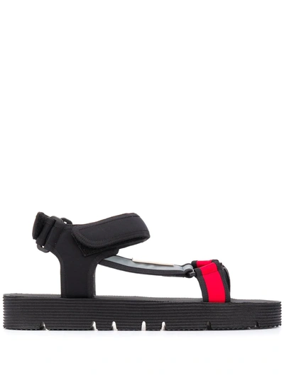 Shop Marni Logo Tab Touch Strap Sandals In Black