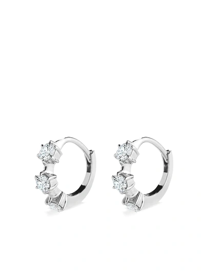 Shop Jade Trau 18kt White Gold Mini Kismet Diamond Huggie Earrings