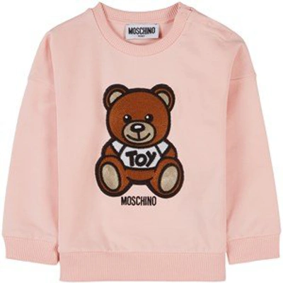 Shop Moschino Pink Bear Embroidered Sweatshirt