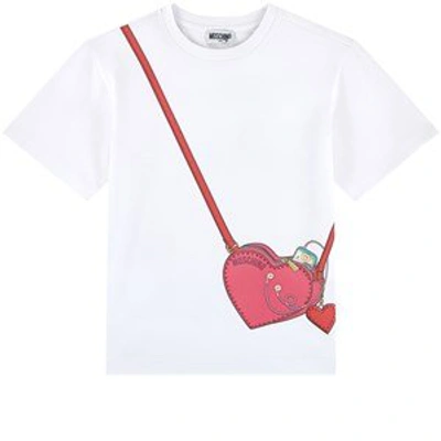 Shop Moschino White Heart Trompe L´oeil Bag Print T-shirt
