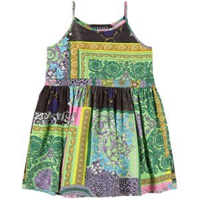 Shop Versace Green Heritage Print Dress