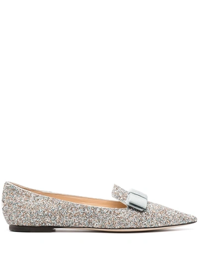 Shop Jimmy Choo Ballerine Joy Glitter Ruvido In Grey