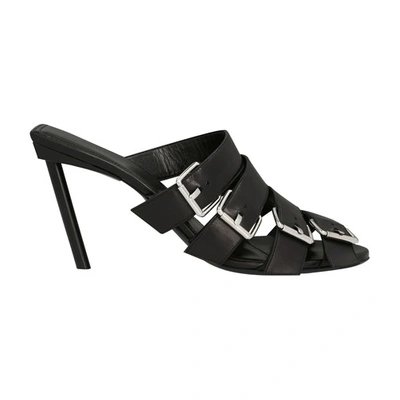 Shop Balenciaga Bluckle Sandal In Black Silver