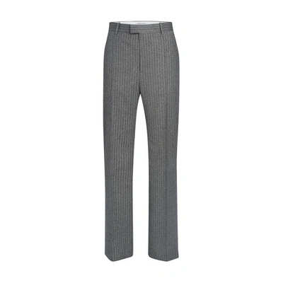 Shop Bottega Veneta Flannel Pants In Grey Mel Lipstick