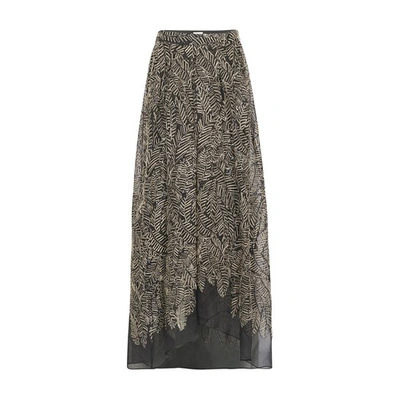 Shop Brunello Cucinelli Silk Skirt In Lignite