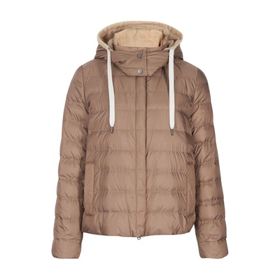 Shop Brunello Cucinelli Nylon Down Jacket In Marron Boue