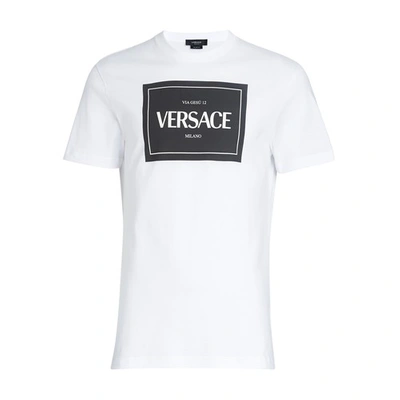 Shop Versace Logo T-shirt In Bianco Ottico