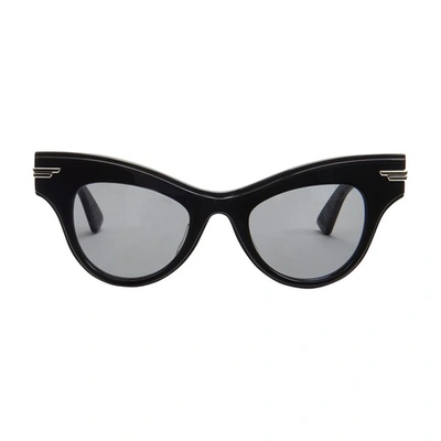 Shop Bottega Veneta Sunglasses In Black Silver