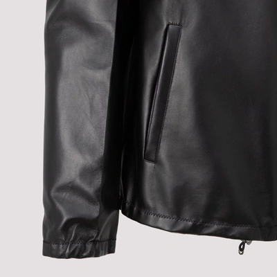 Shop Prada Reversible Leather Jacket In Black