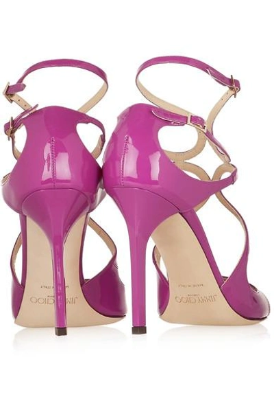 Shop Jimmy Choo Lang Patent-leather Sandals In Pink