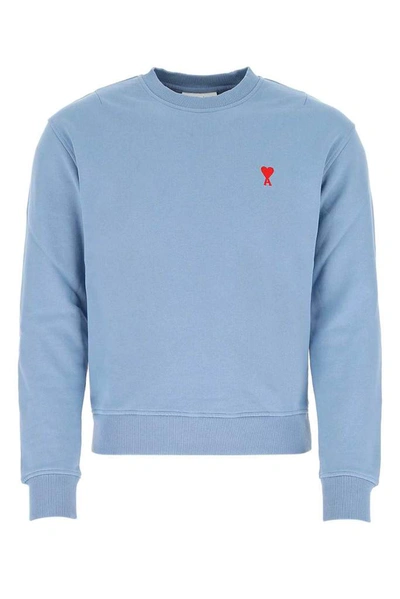 Shop Ami Alexandre Mattiussi Ami Ami De Coeur Logo Embroidered Sweatshirt In Blue