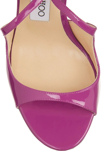 Shop Jimmy Choo Lang Patent-leather Sandals In Pink