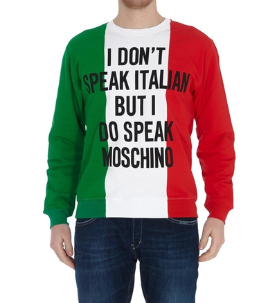 Shop Moschino Italian Slogan Print Sweatshirt In Multi