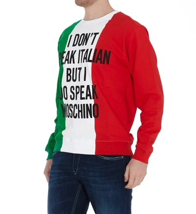 Shop Moschino Italian Slogan Print Sweatshirt In Multi