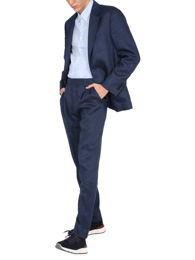Shop Brunello Cucinelli Single Breasted Two Piece Suit In Blue