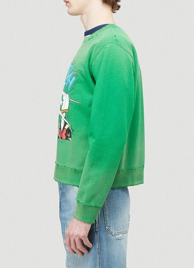 Shop Gucci X Disney Donald Duck Crop Sweatshirt In Green