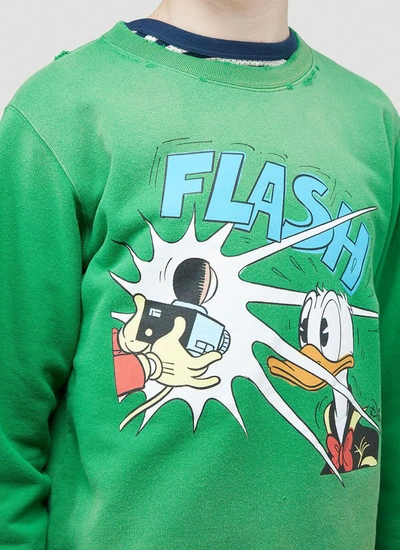 Shop Gucci X Disney Donald Duck Crop Sweatshirt In Green