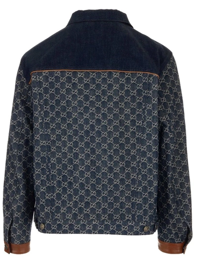 Shop Gucci Gg Monogram Denim Jacket In Blue
