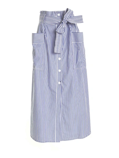 Shop P.a.r.o.s.h Striped Skirt In White And Blue