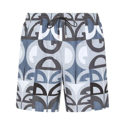 Shop Dolce & Gabbana Monogram Print Swim Shorts In Multi