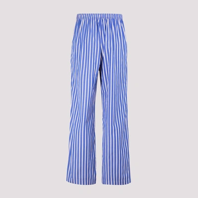 Shop Balenciaga Striped Pyjama Style Trousers In Blue