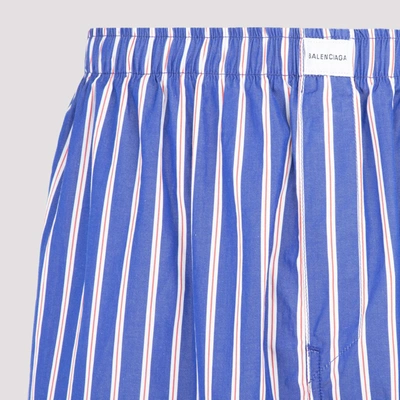 Shop Balenciaga Striped Pyjama Style Trousers In Blue