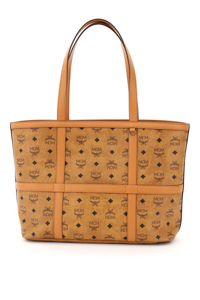 Shop Mcm Visetos Shopper Tote Bag In Brown