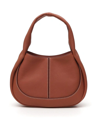 Shop Tod's Shirt Small Hobo Bag In Brown