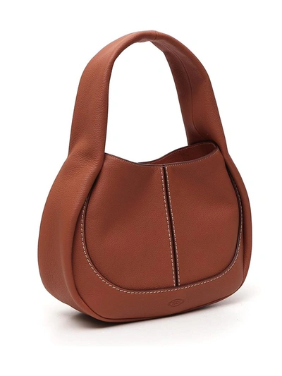 Shop Tod's Shirt Small Hobo Bag In Brown