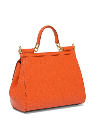 Shop Dolce & Gabbana Sicily Medium Tote Bag In Orange