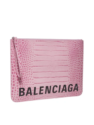 Shop Balenciaga Cash Embossed Clutch In Pink