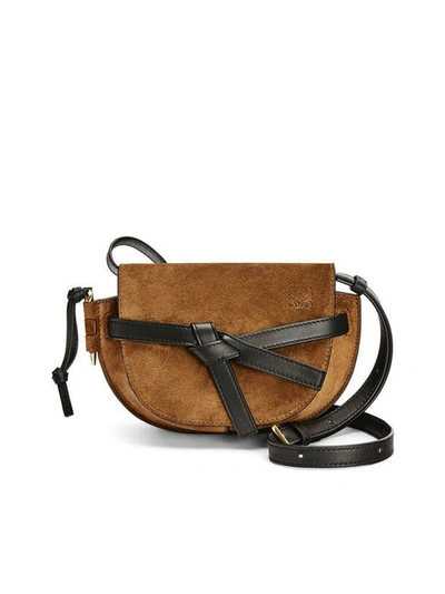 Shop Loewe Gate Dual Mini Shoulder Bag In Brown