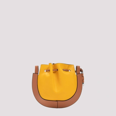 Loewe Small Horseshoe Colorblock Leather Saddle Bag In Narcissus