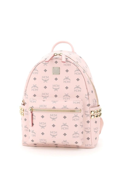Shop Mcm Stark Studded Backpack In Pink