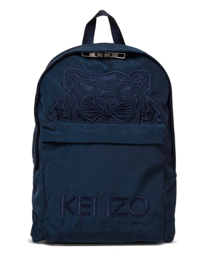 Shop Kenzo Kampus Tiger Embroidered Backpack In Blue