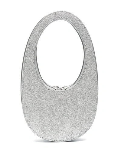 Shop Coperni Swipe Mini Glitter Tote Bag In Silver
