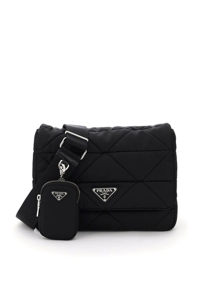 Shop Prada Quilted Shoulder Bag In Black