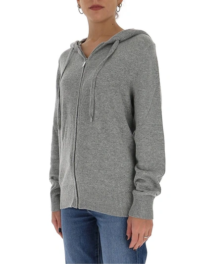 Shop Michael Michael Kors Knitted Hooded Jacket In Grey