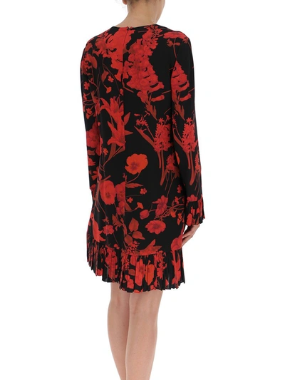 Shop Valentino Floral Print Pleated Dress In Multi