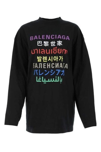 Shop Balenciaga Languages Print Long In Black