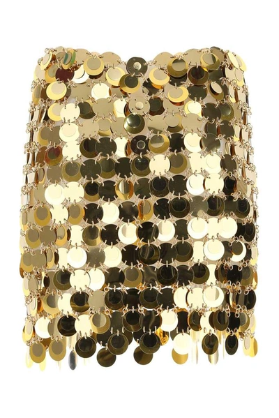 Shop Paco Rabanne Disc Mini Skirt In Gold