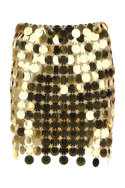 Shop Paco Rabanne Disc Mini Skirt In Gold